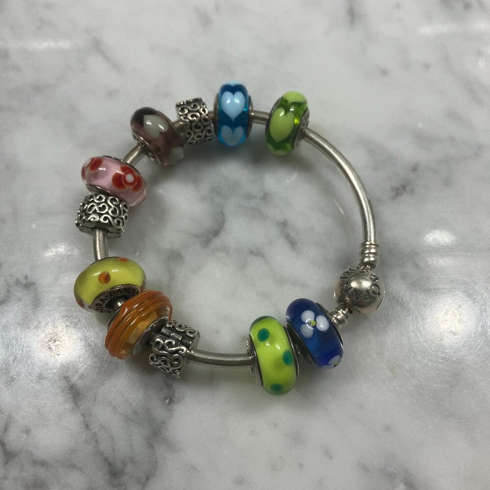 Pandora Beads and Dangle Bracelet